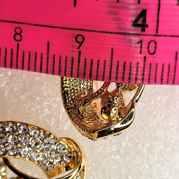 Elegant Crystal Gold Earrings - Picture 9 of 10